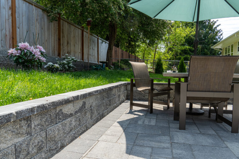 stone patio in backyard
