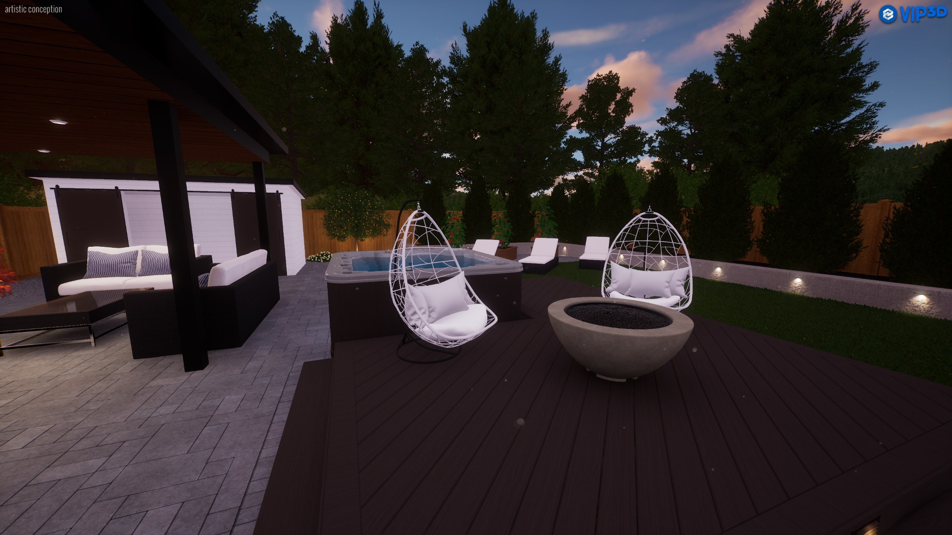 Example of 3d landscape rendering for backyard