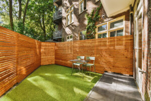 backyard patio with fence