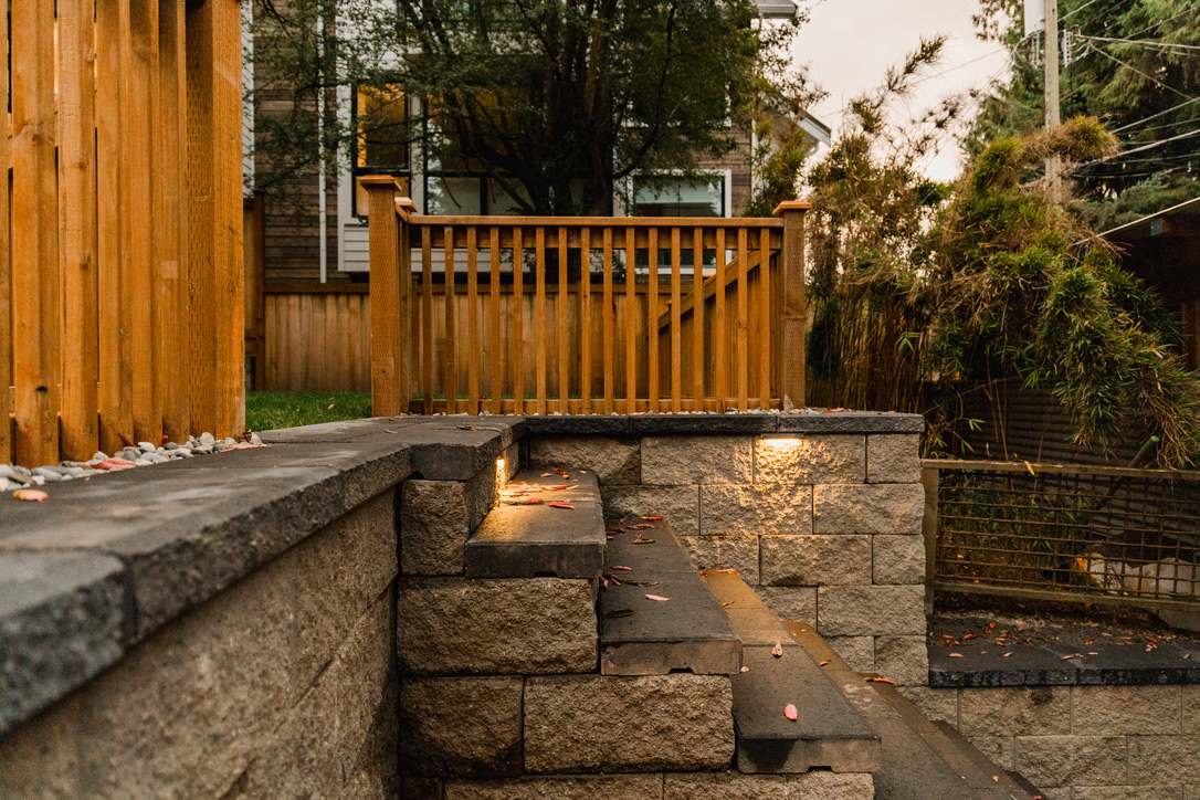 stone steps in backyard