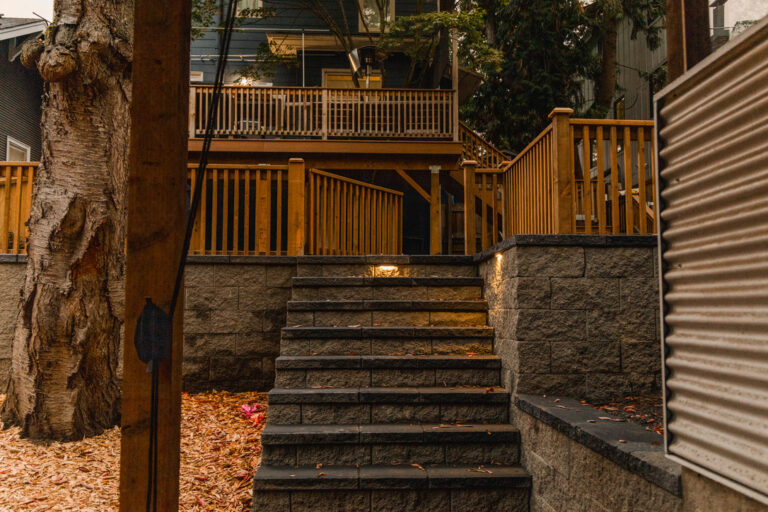 stone stairway in backyard