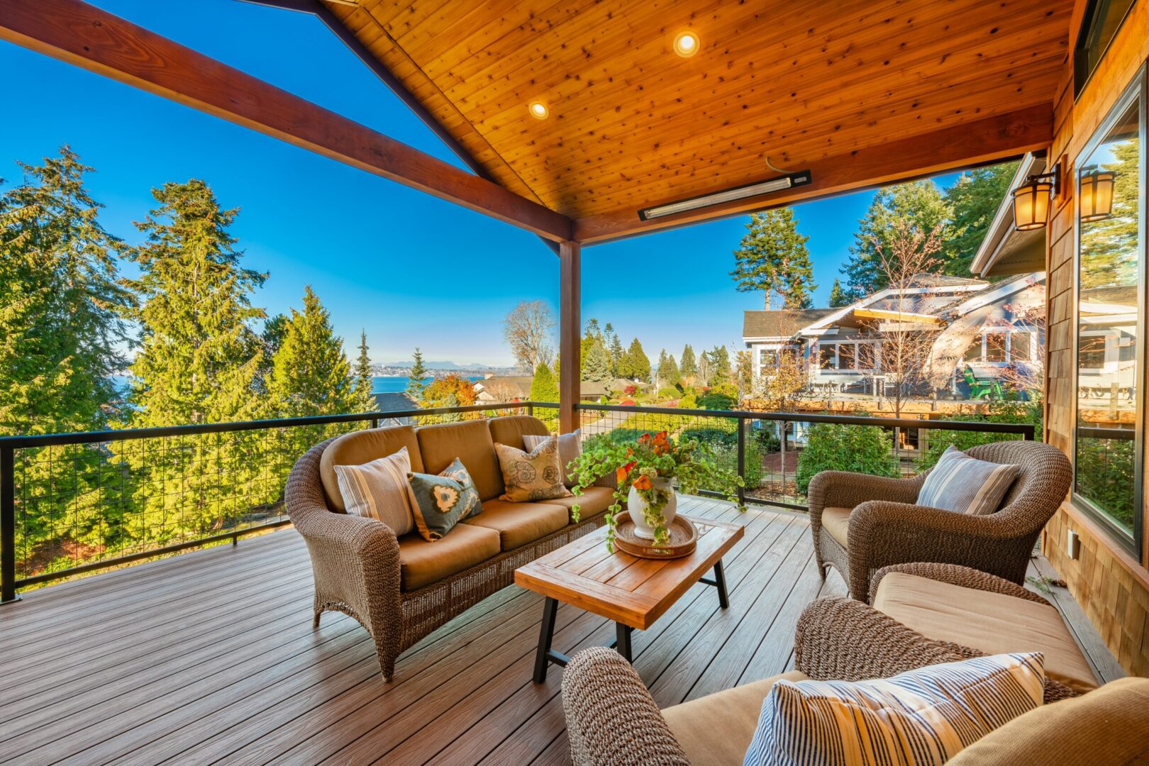 big outdoor deck overlooking nature