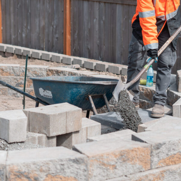 hardscaping job installing paver patios
