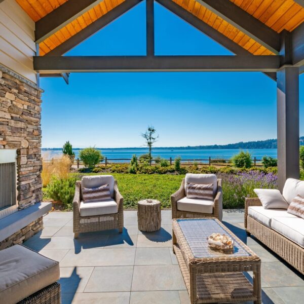 outdoor patio with fireplace